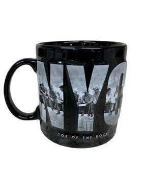 Top of the Rock Coffee Mug NYC Black Lunch Atop a Skyscraper Rockefeller Center